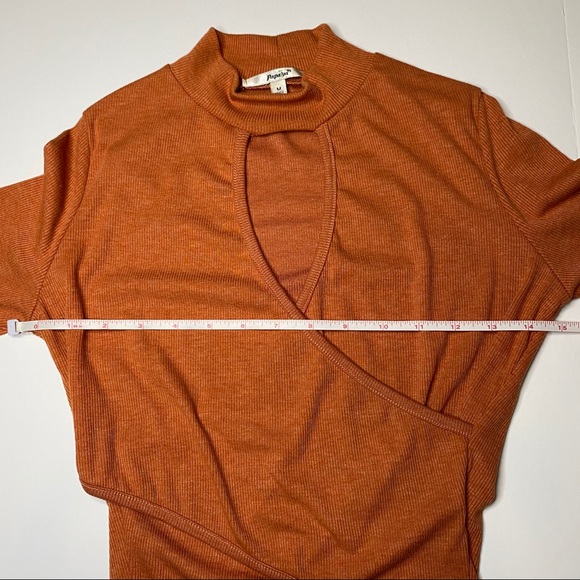 Papaya Orange Ribbed Wrap Crop Top - Picture 10 of 10